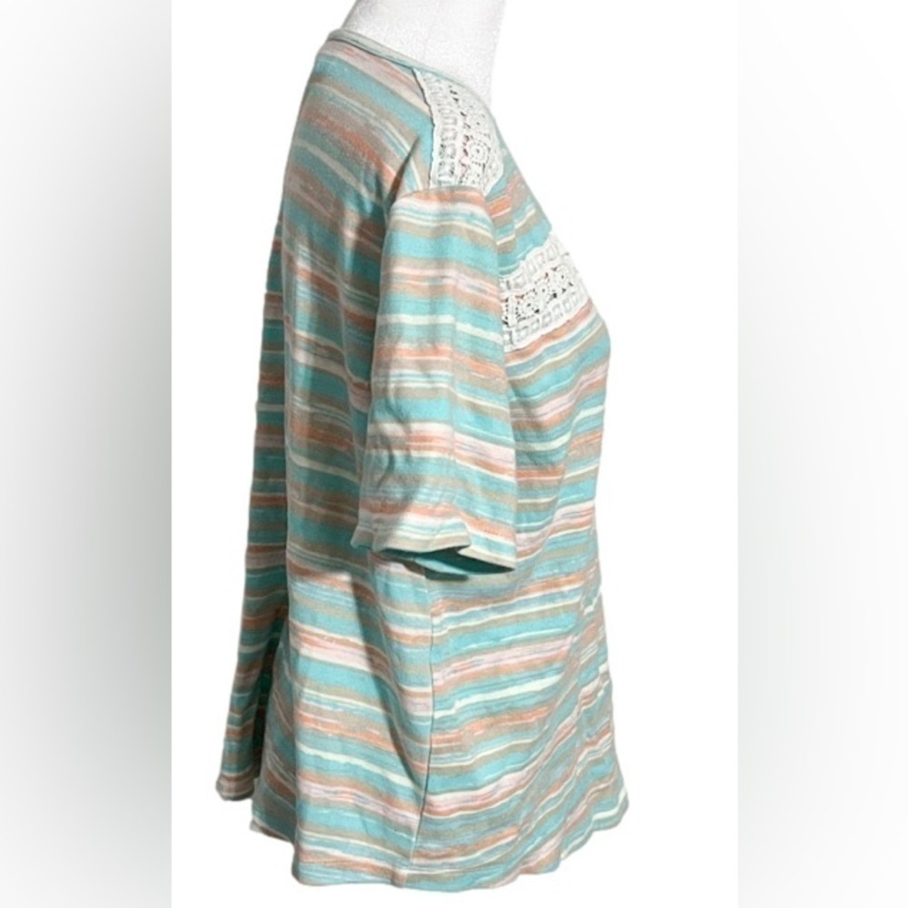 BLAIR Striped Lace Collar Top Women’s (Sz L) - Picture 4 of 10